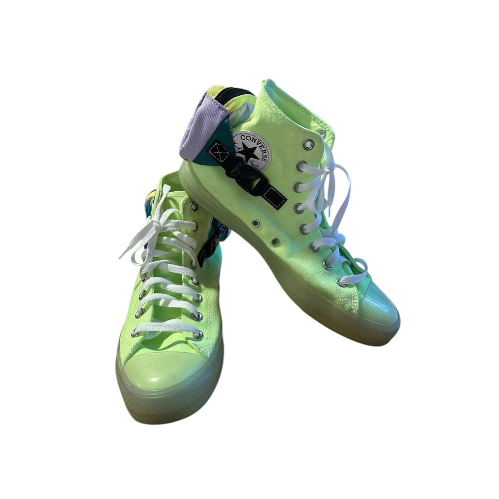 Converse Chuck Taylor All Star Buckle Up Hi Shoes, 169030C M9.5/W11.5 Green/Vio
